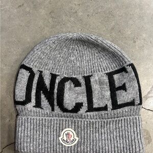 Moncler Gray and Black Knit Beanie